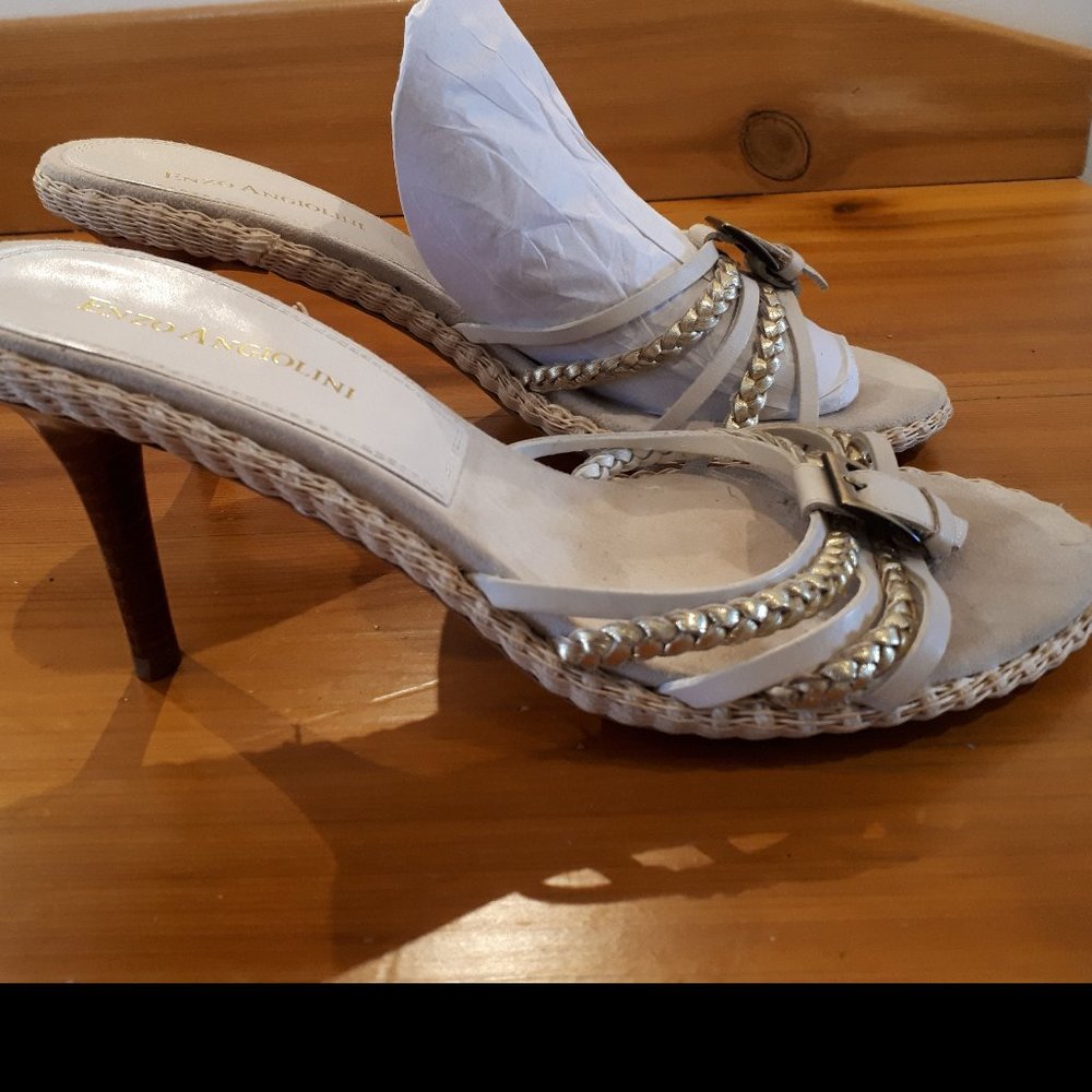 Cream/Ivory high heel mules - Sz.7 - Enzo Angiolini